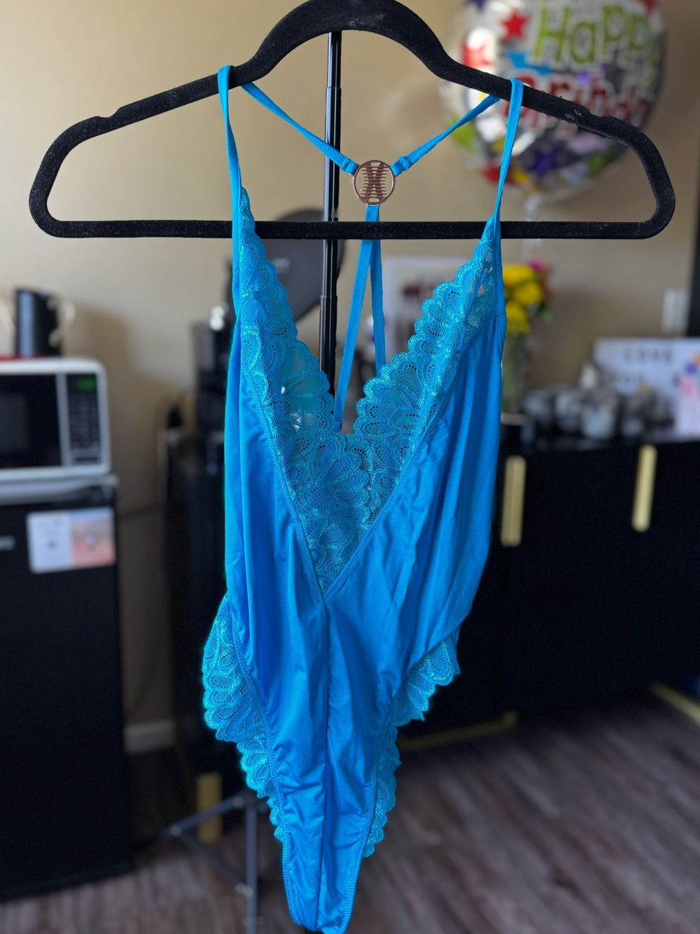 Savage X Fenty Teal Lace-Trim Strappy Bodysuit
